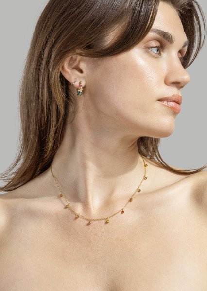Colored Pearl Hoop Kolczyk - 18k Pozłacany