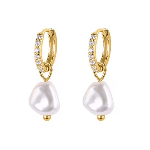 Pearl Charm Kolczyki – 18k Pozłacane