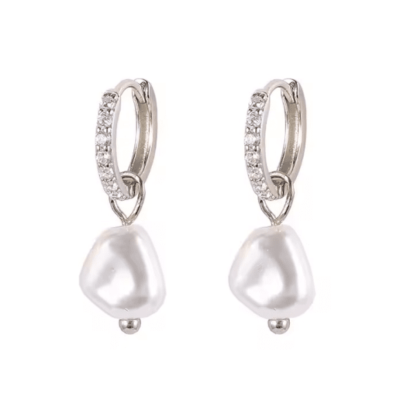 Pearl Charm Kolczyki – Posrebrzane