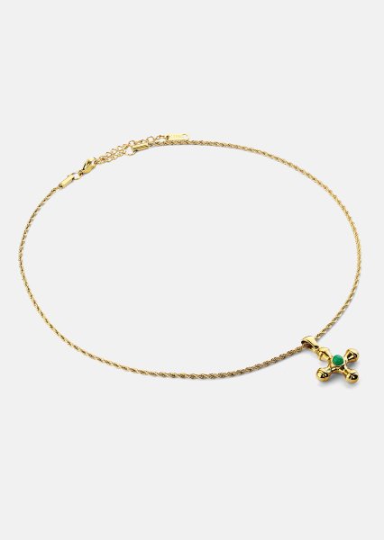 Emerald Cross Green Naszyjnik – 18k Pozłacany