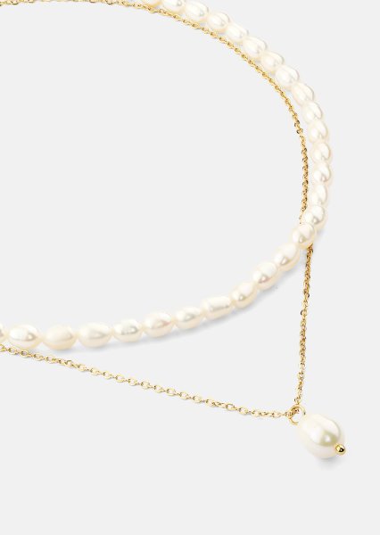 Naszyjnik Duo Pearl & Gold - 18k Pozłacany