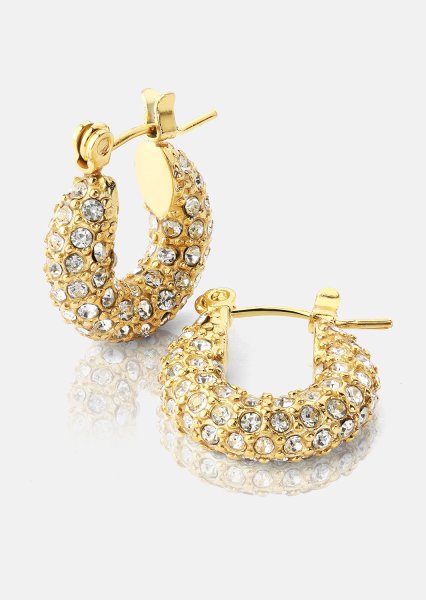 Chunky Pearl Hoop Earrings - 18k Pozłacane
