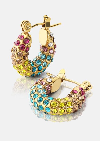 Colored Pearl Hoop Kolczyk - 18k Pozłacany
