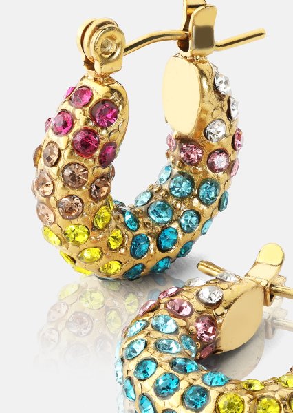 Colored Pearl Hoop Kolczyk - 18k Pozłacany