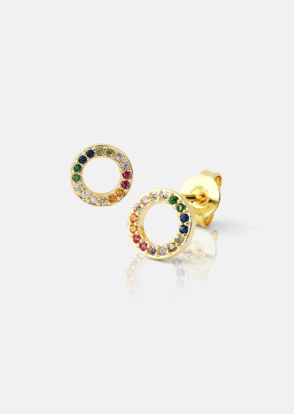 Kolczyki Prism Halo - 18k Pozłacane
