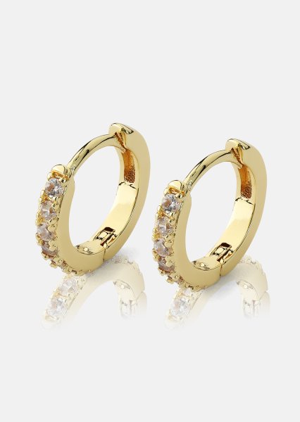 Kolczyki Crystal Hoops - 18k Pozłacane