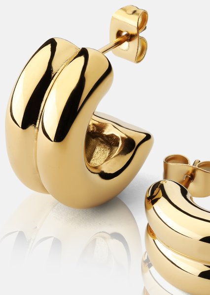 Kolczyk Bold Curve - 18k Pozłacany