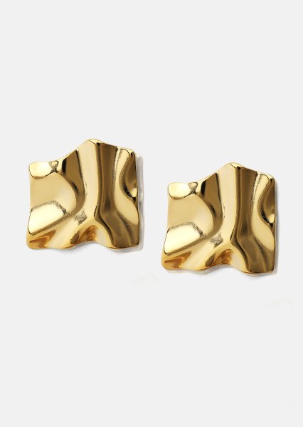 Kolczyk Golden Ripple Studs - 18k Gold Plated