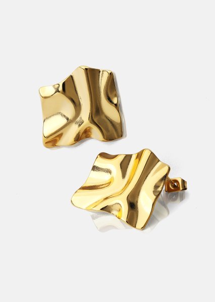 Kolczyk Golden Ripple Studs - 18k Gold Plated