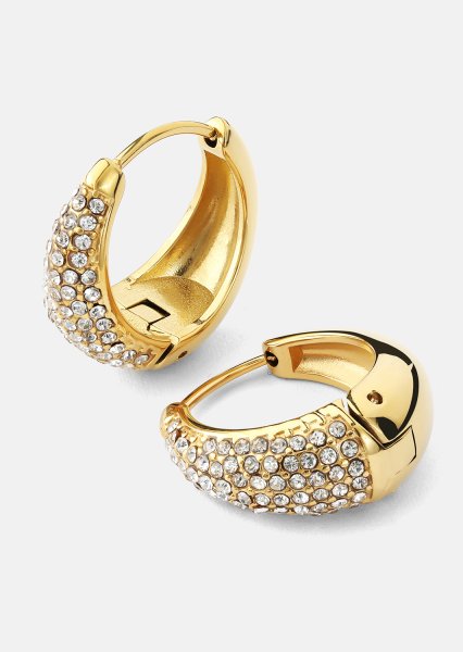 Kolczyk White Crystal Bold Hoops - 18k Pozłacany