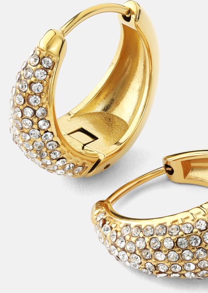 Kolczyk White Crystal Bold Hoops - 18k Pozłacany