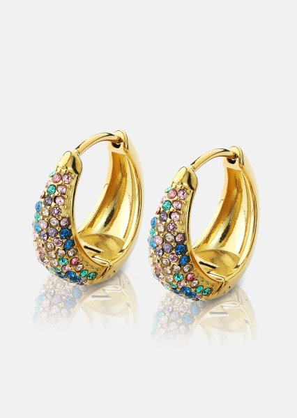 Kolczyk Multicolor Crystal Bold Hoops - 18k Pozłacany