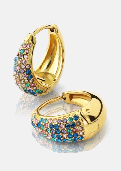 Kolczyk Multicolor Crystal Bold Hoops - 18k Pozłacany