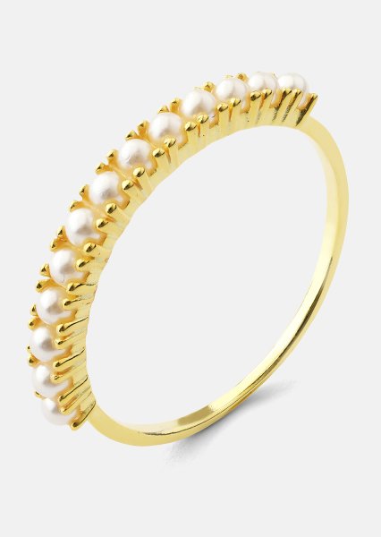 Golden Pearl Serenity Pierścionek - 18k Pozłacany