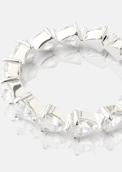 Bezel Glimmer Pierścionek - Posrebrzany