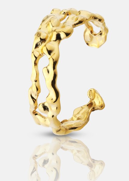 Pierścionek Molten Waver - 18k Pozłacany