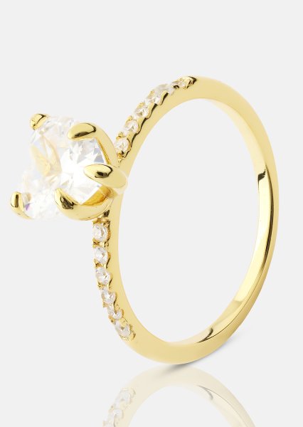 Heartlight Solitaire Pierścionek - 18k Pozłacany