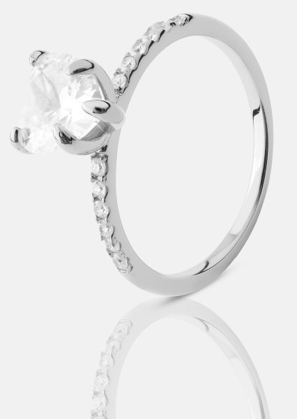 Heartlight Solitaire Pierścionek - Posrebrzany