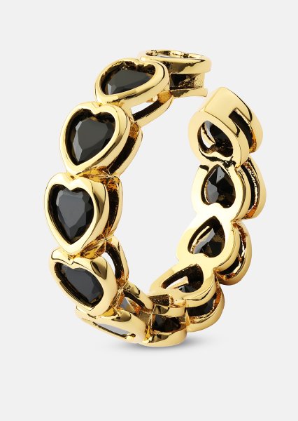 Pierścionek Eternal Night Heart - 18k Pozłacany