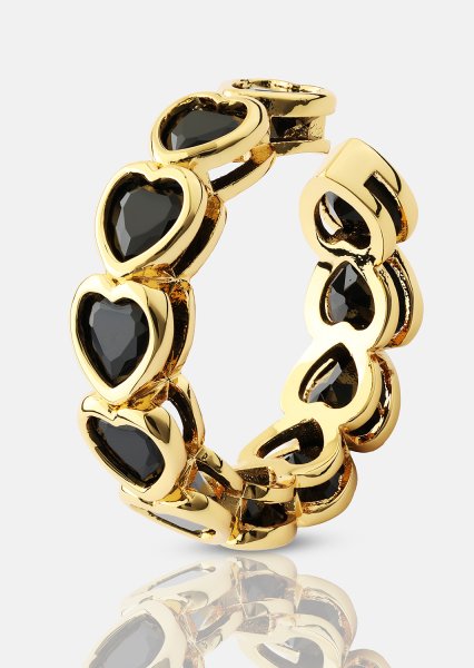Pierścionek Eternal Night Heart - 18k Pozłacany