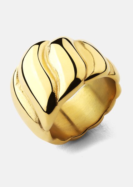 Pierscionek Bold Wave - 18K Pozłacany
