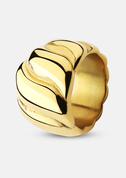 Pierscionek Bold Wave - 18K Pozłacany