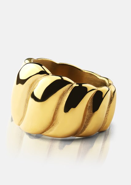 Pierscionek Bold Wave - 18K Pozłacany