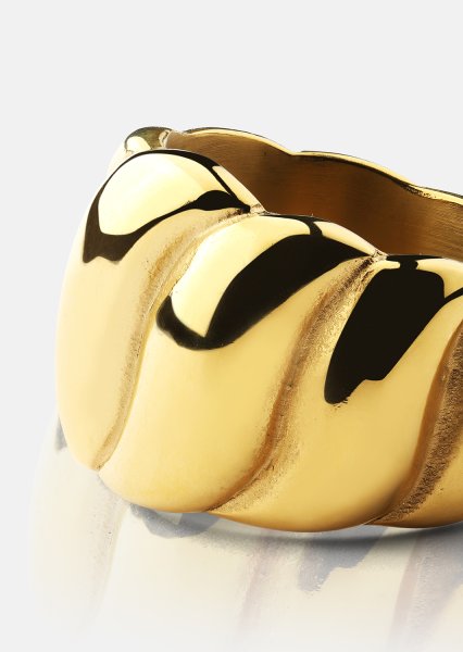 Pierscionek Bold Wave - 18K Pozłacany
