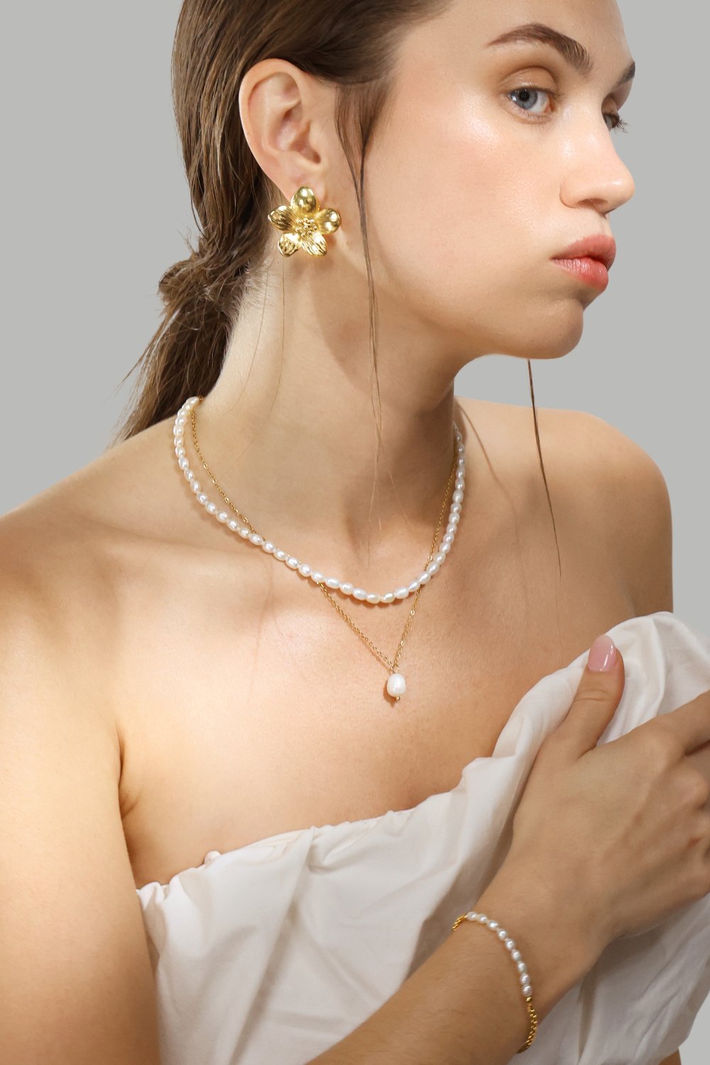 Bransoletka Golden Pearl Chain - 18k Pozłacana