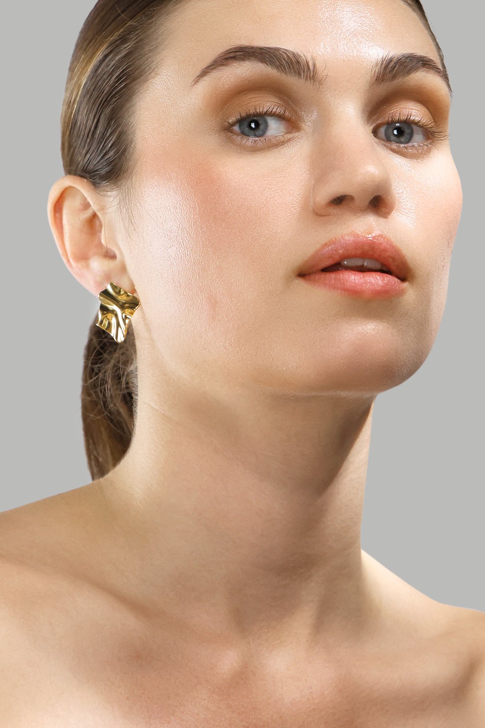 Kolczyk Golden Ripple Studs - 18k Gold Plated