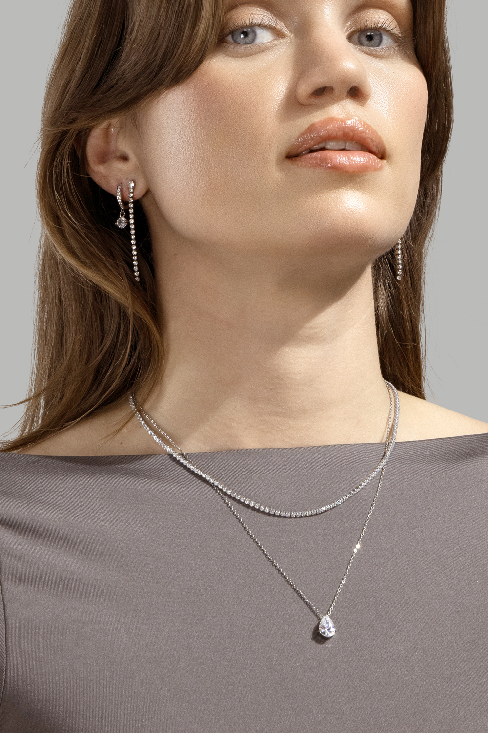 Naszyjnik Luna Teardrop - Silver Plated