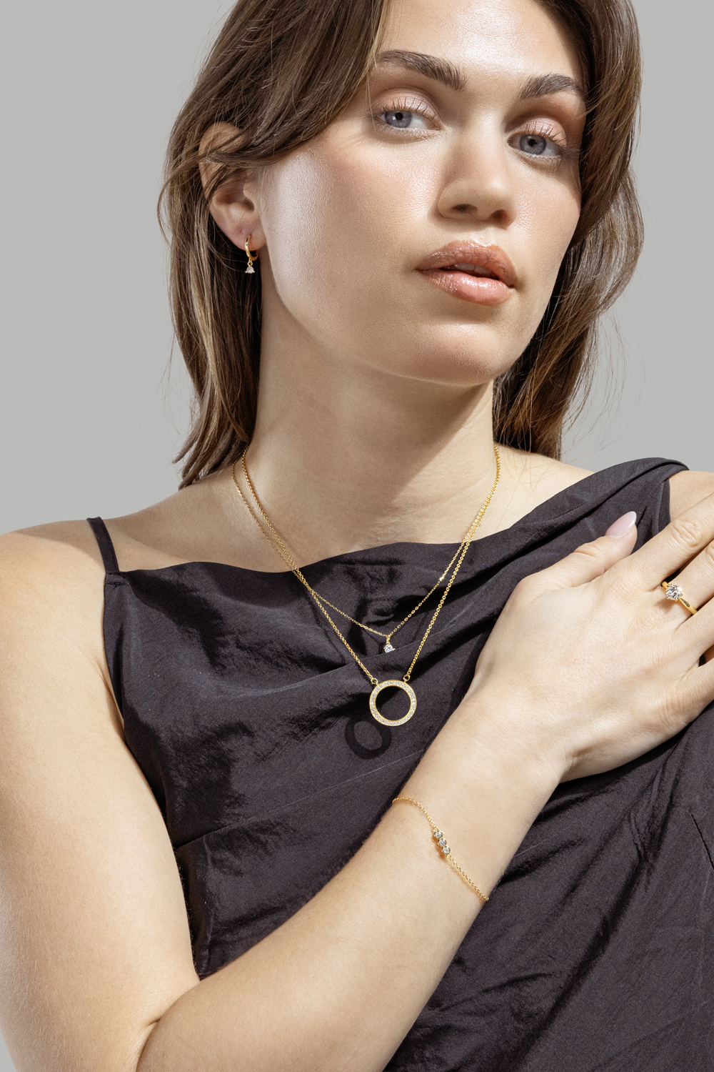 Pierścionek Solitaire - 18K Plated Gold