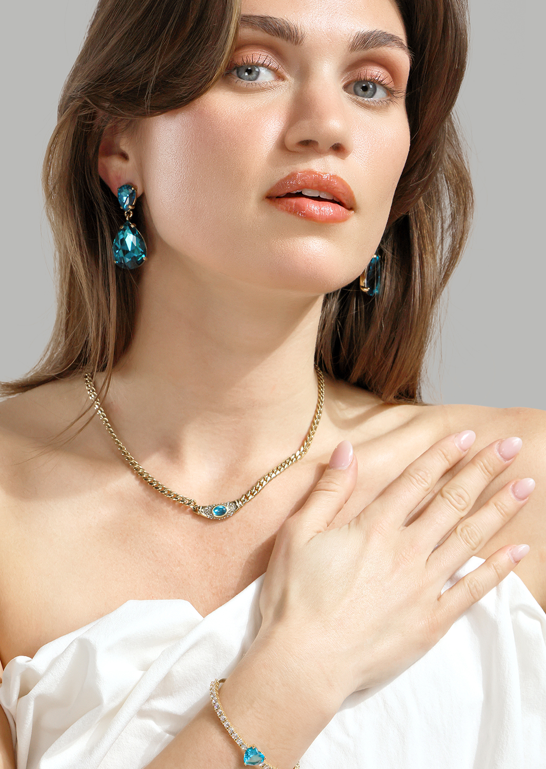 Azulora Icy Blue Kolczyki – 18k Pozłacane