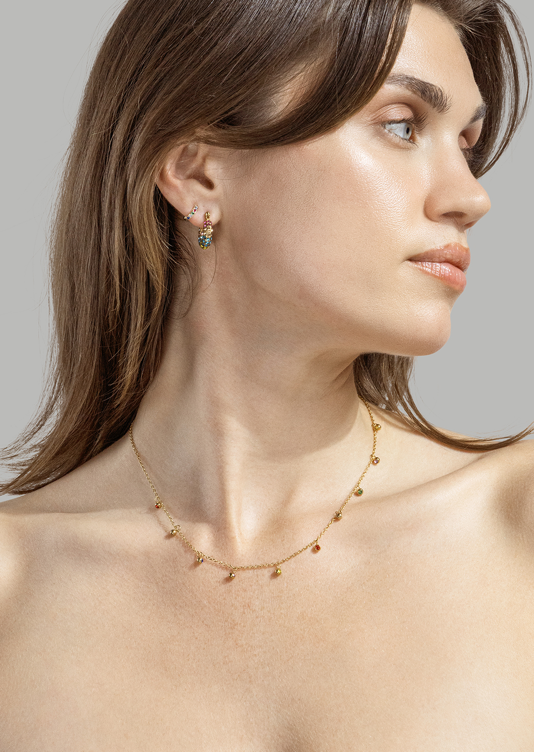 Colored Pearl Hoop Kolczyk - 18k Pozłacany