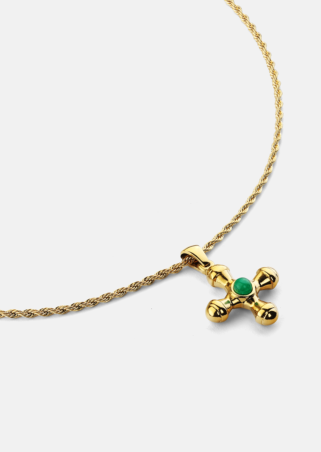 Emerald Cross Green Naszyjnik – 18k Pozłacany