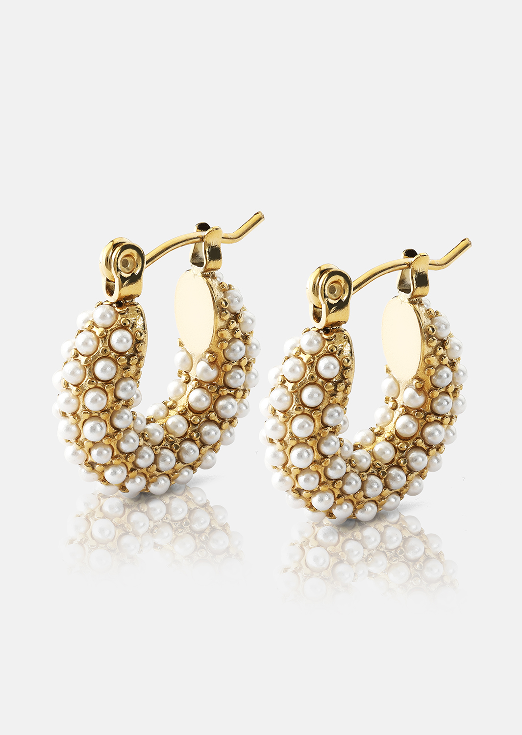 Chunky Pearl Hoop Kolczyk - 18k Pozłacany