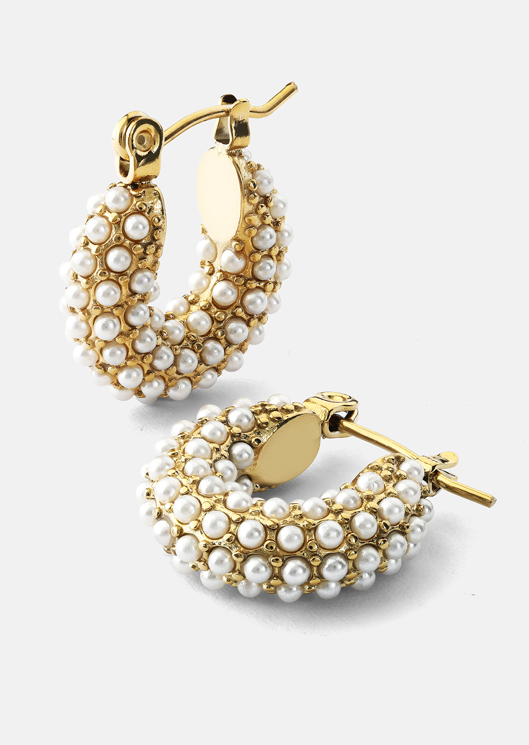 Chunky Pearl Hoop Kolczyk - 18k Pozłacany