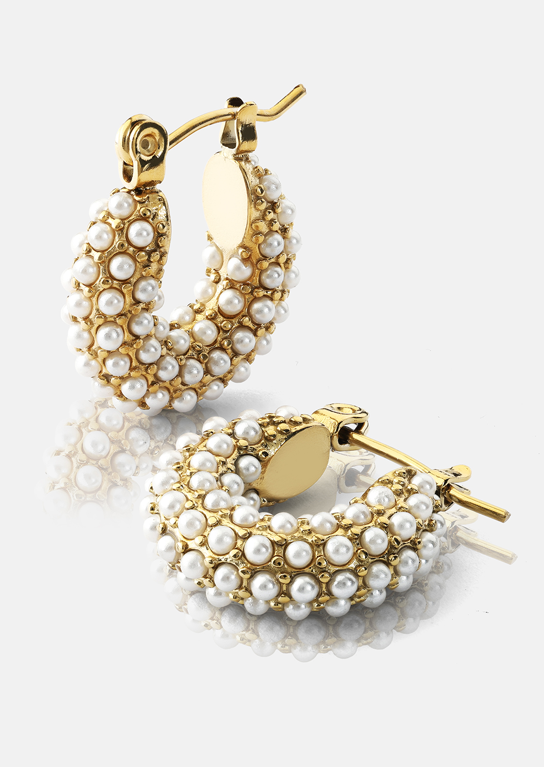 Chunky Pearl Hoop Kolczyk - 18k Pozłacany