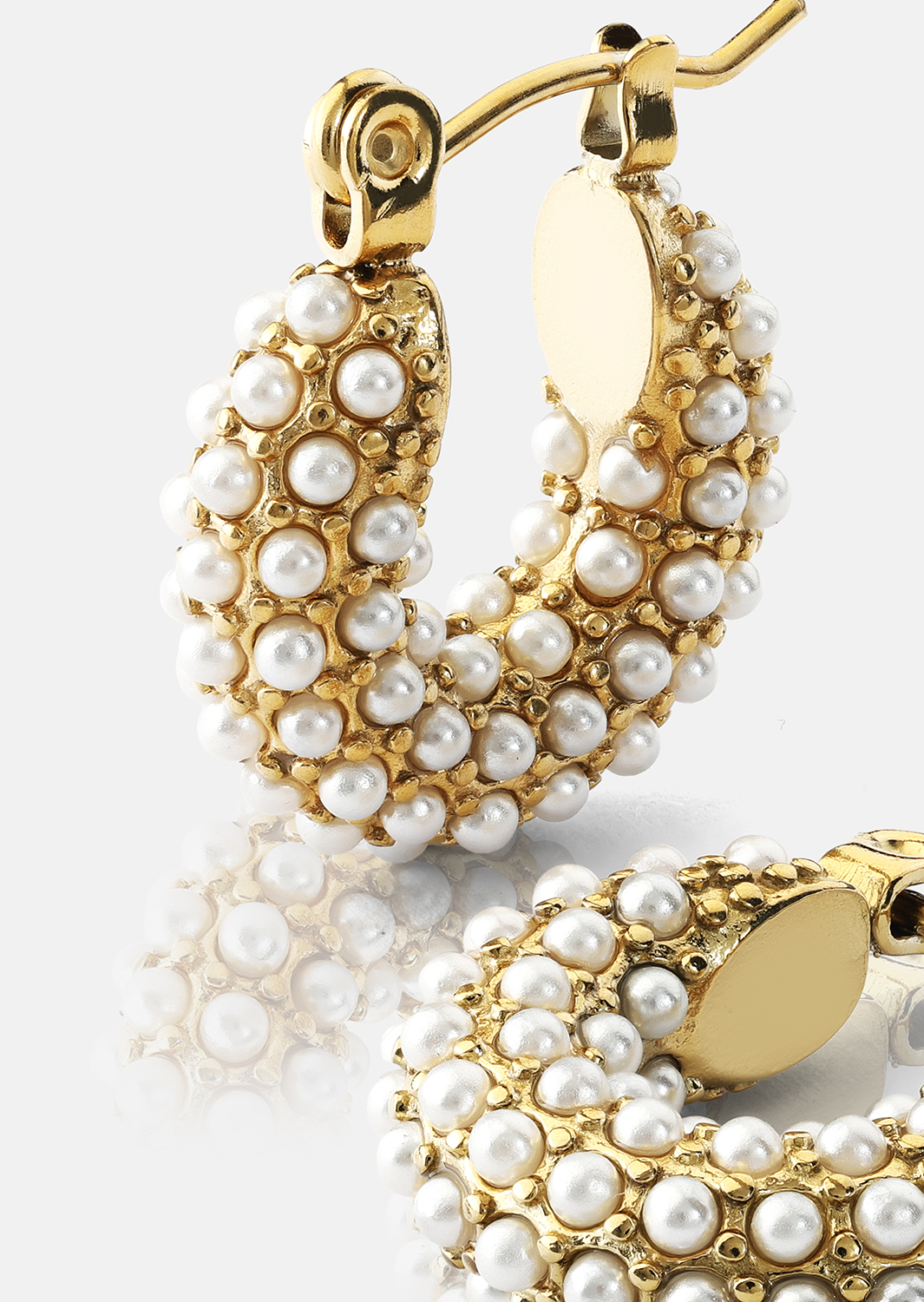 Chunky Pearl Hoop Kolczyk - 18k Pozłacany