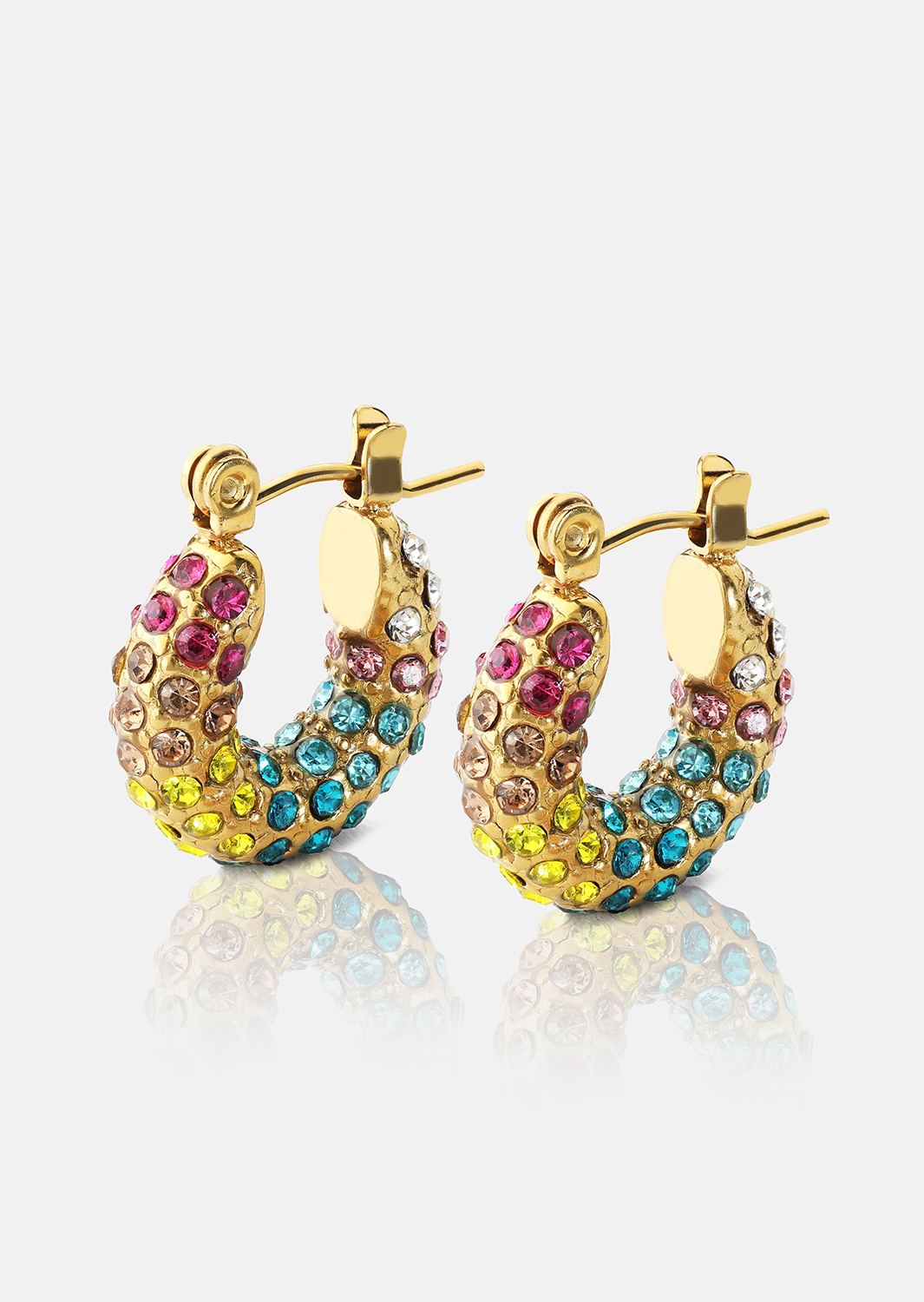 Colored Pearl Hoop Kolczyk - 18k Pozłacany