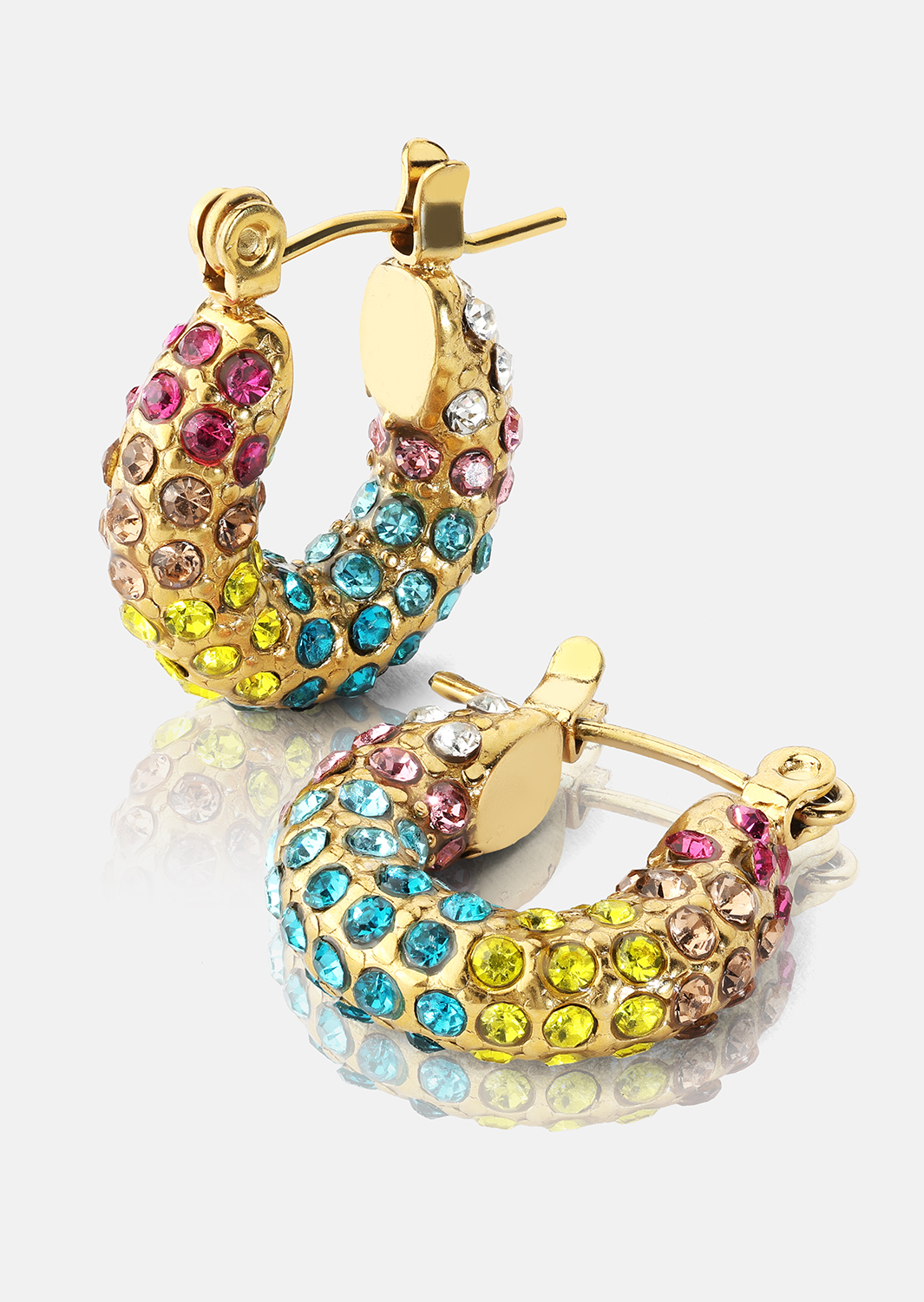 Colored Pearl Hoop Kolczyk - 18k Pozłacany
