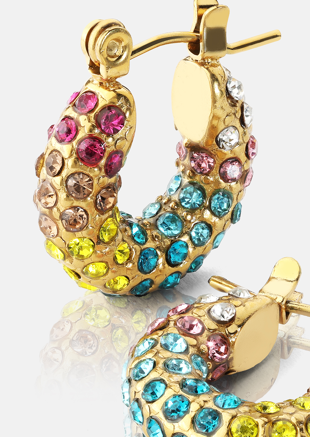 Colored Pearl Hoop Kolczyk - 18k Pozłacany