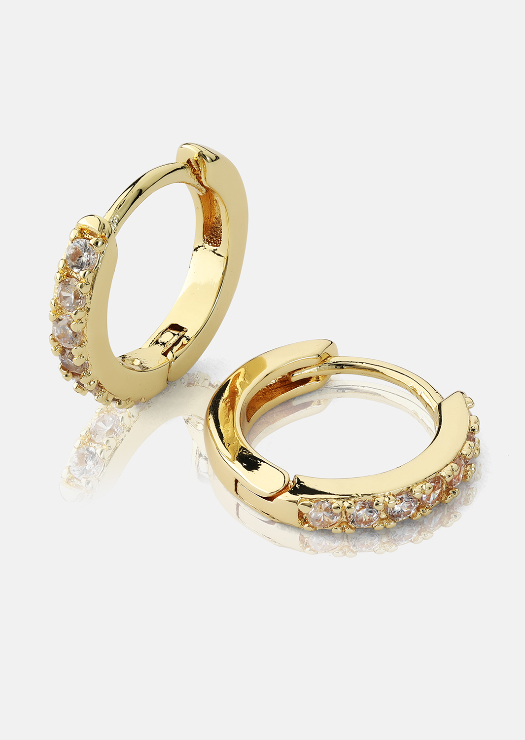 Kolczyki Crystal Hoops - 18k Pozłacane