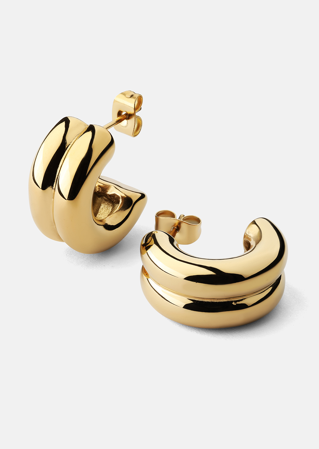 Kolczyk Bold Curve - 18k Pozłacany