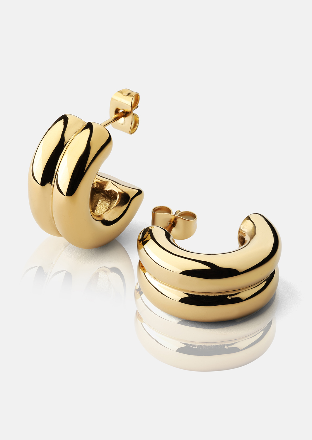 Kolczyk Bold Curve - 18k Pozłacany