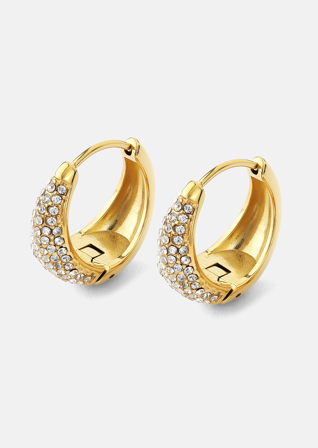 Kolczyk White Crystal Bold Hoops - 18k Pozłacany