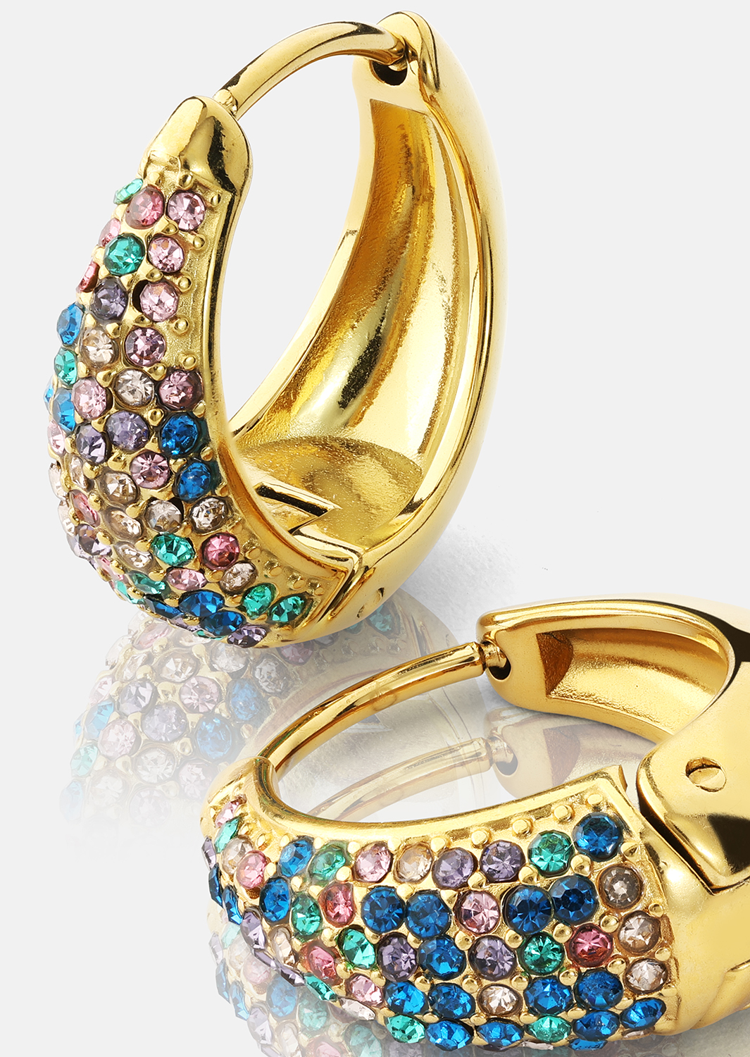 Kolczyk Multicolor Crystal Bold Hoops - 18k Pozłacany