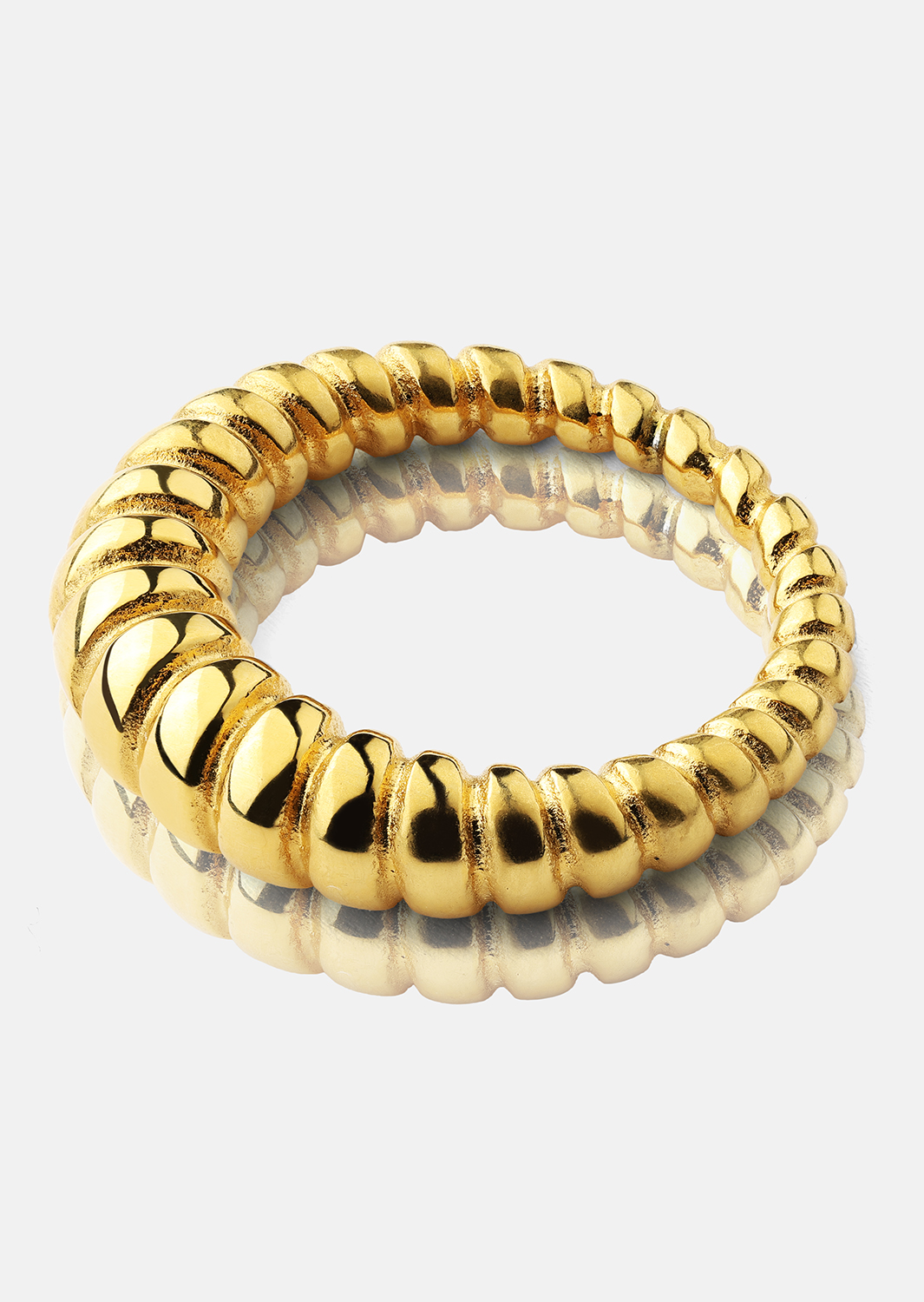 Pierścionek Bold Ribbed - Pozłacany 18-karatowym złotem
